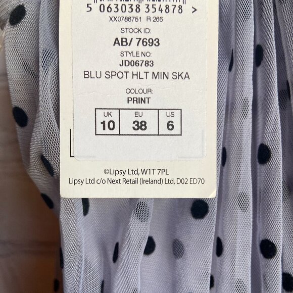 **Lipsy** Dotted & Tiered Halter Dress Size 6 - Picture 5 of 7